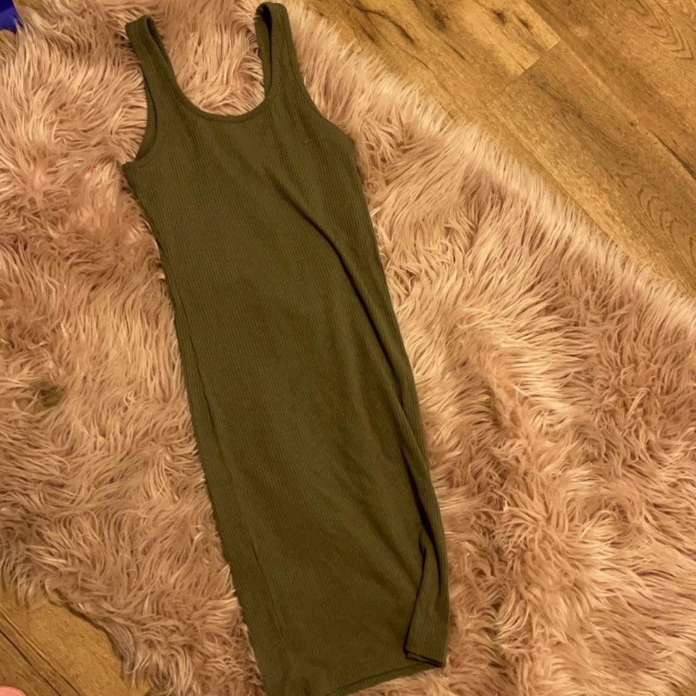 Short olive green dress